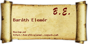 Baráth Elemér névjegykártya